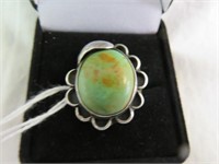 STERLING AND TURQUOISE RING SZ 6.5