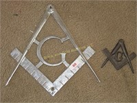 Lot of 2 Metal Masonic Emblems, 4” & 12”