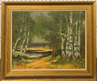 Roy Means Oil On Canvas Tree Scene