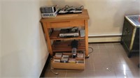 Wood Table on Wheels with Electrical, CD's
