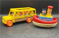 VTG FISHER PRICE TUGGY TOOTER & SCHOOL BUS