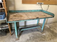 Fantastic vintage turquoise patina workbench