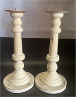 (2)WOODEN CANDLE STANDS