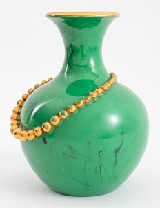 Italian Green Ceramic Baluster Vase