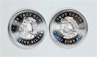 2  Aztec  1 troy ounce .999 silver rounds