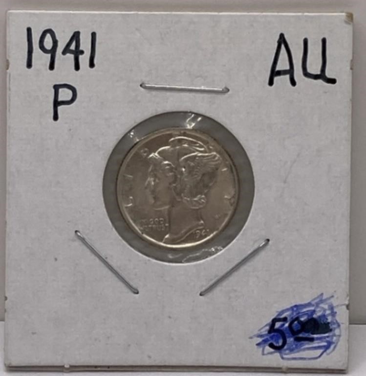 1941 Mercury Dime AU Silver