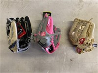 3 NWT Rawlings Leeather Baseball Gloves