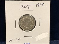 1914 Can Silver Ten Cent Piece  VF20