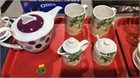 Cream Dugan mugs and  teapot
