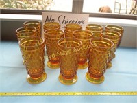 12pc Set - Mid-Century Libby Amber Glass Tumblers