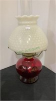 Oil lantern - married ruby glass oil lantern with