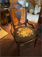 Walnut Side Chair with Embroidery Cloth Seat