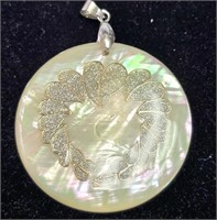 $240 Silver Mother Of Pearl And Cz 16"  Necklace