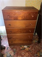 Five drawer wooden dresser