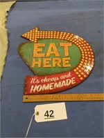 Eat Here Tin Sign