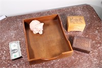 Lot of Wood Decor. Reuge Music Box. Carved Box