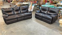1 LOT, 2 PIECES, 1 Faux Leather Powered Reclining