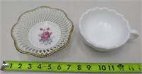 Porcelain Woven Dish & Milk Glass Dish