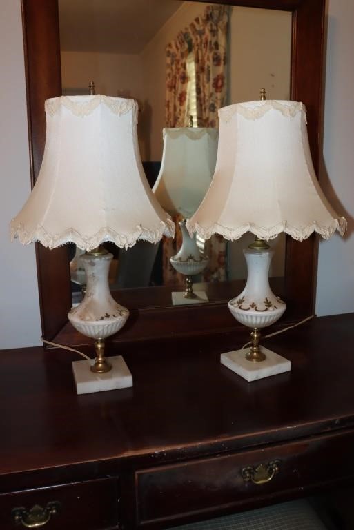 Pair of marble based lamps