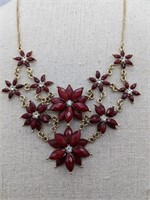 Crimson Poinsettia Fashion Necklace