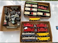 Box of train cars & signals American Flyers