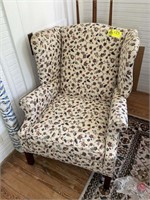 FLORAL UPHOLSTERED WING BACK ARM CHAIR