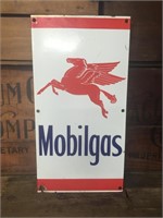 Original enamel Mobigas sign, approx 45 x 26 cm