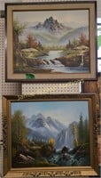 2 Oil On Canvas Landscape Paintings. Mountain