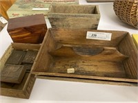 (6) Woodenwares- Trays, Boxes, Cedar Box, etc.