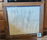 Vintage framed City of Hayward map 28" x 31"