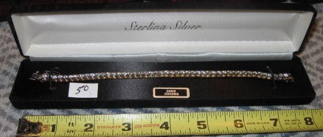 Sterling Bracelet w/Cubic Zirconium 7 1/2"