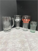 Lot of 4 Vtg Coca-Cola Glasses