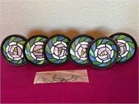 Six Stained Glass & Metal Curtain Tie Backs