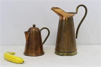 Copper Pitchers with Brass Handles