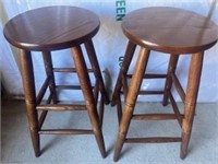 Bar Stools Wood Round Top x2