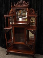 Victorian Etagere, carved, beveled mirrors,