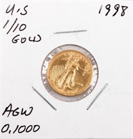 Coin 1998 Gold 1/10th Eagle Unc.  .9999 Gold