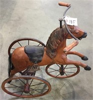 EARLY WOODEN HORSE TRICYCLE