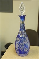 Cobalt Blue Cut Glass Decanter