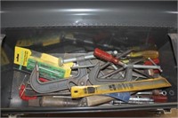 Craftsman tool box with C clamps, asstd tools
