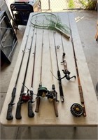 8 Fishing Poles-4 Reels-Net