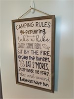Camping Rules Wood Sign