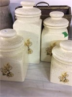 4 pc vintage ceramic canister set *chips and