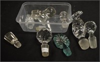 Ten various crystal and glass stoppers