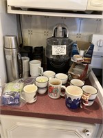 Coffee and tea , keurig ,tea pot, mugs travel cupK