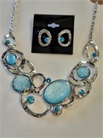 Necklace & earring set, silver look