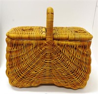 Large vintage cane basket with liner