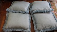 Four Teal Pillows with Frings