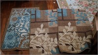 Collection of Three Brown and Teal Rugs