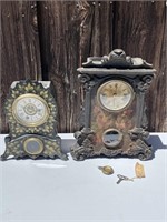 Antique Cast Iron Spring-Driven Shelf Clocks